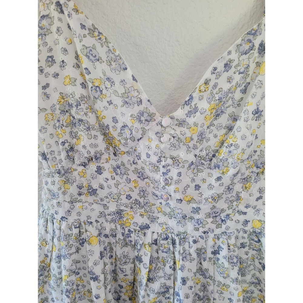 ASOS DESIGN Womens Floral Ditsy Mini Dress White Blue Yellow Open Back Size 8 #8 - Picture 3 of 11